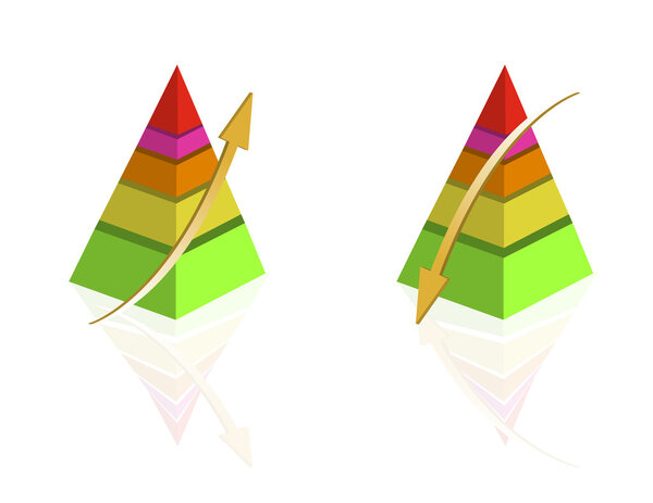 Pyramid Colorful graph templates isolated over a white background.