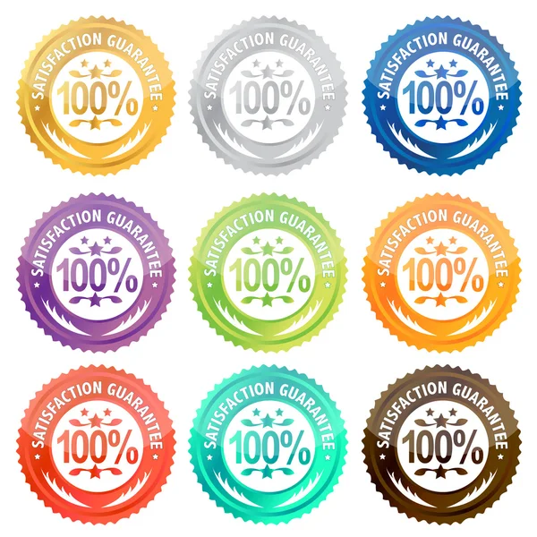 Illustration de différentes étiquettes de garantie de satisfaction. / Satisfaction gu — Photo