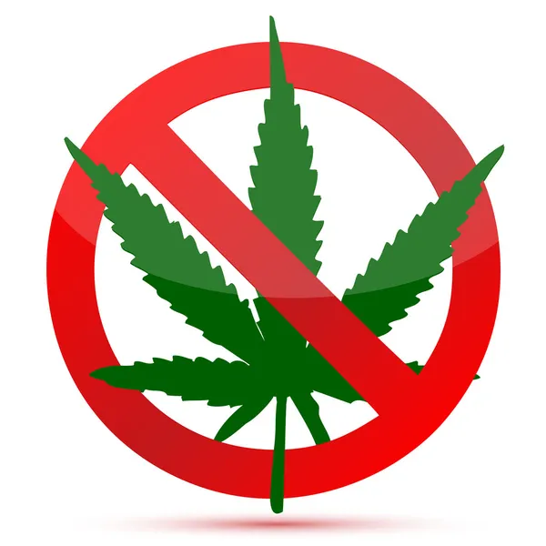 Запрещённый красный и зелёный рисунок марихуаны, изолированный над белым — стоковое фото