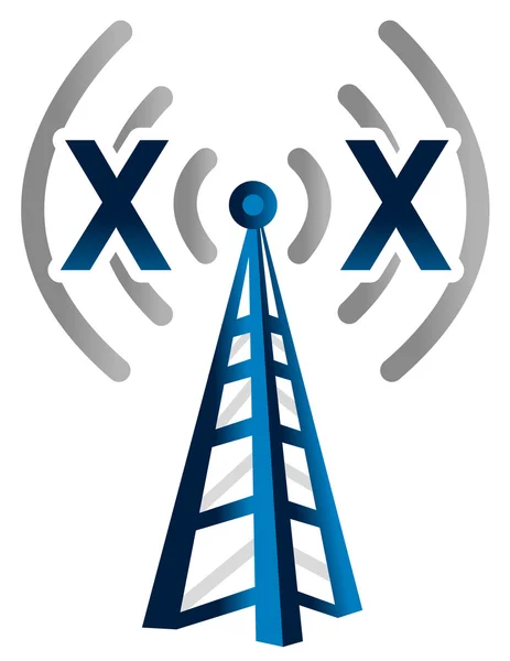 信号と青い無線技術タワー — ストック写真
