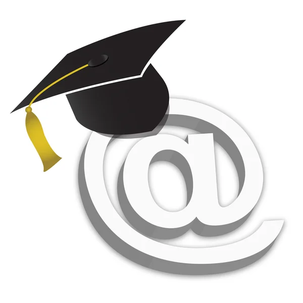 オンライン教育度卒業生帽子図白を上分離 — ストック写真
