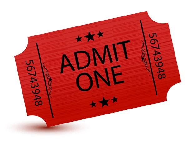 Bir sinema bileti üzerinde beyaz izole itiraf — Stok fotoğraf