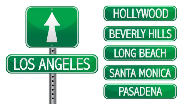 Carteles de la calle Los Ángeles aislados sobre un fondo blanco — Foto de Stock