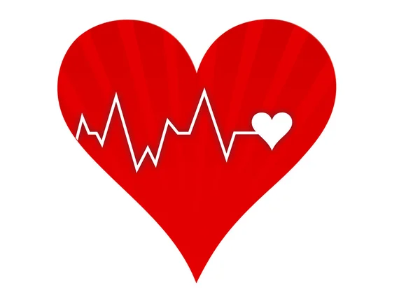 Illustration depicting a graph from a heart beat and a heart isolated over — Stock Photo, Image