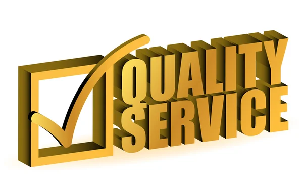 Signo de certificado de servicio de calidad dorada sobre fondo blanco — Foto de Stock