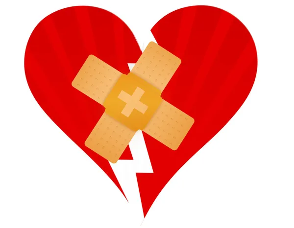 Bir band aid illüstrasyon tasarımı üzerinde beyaz kırık kalple — Stok fotoğraf