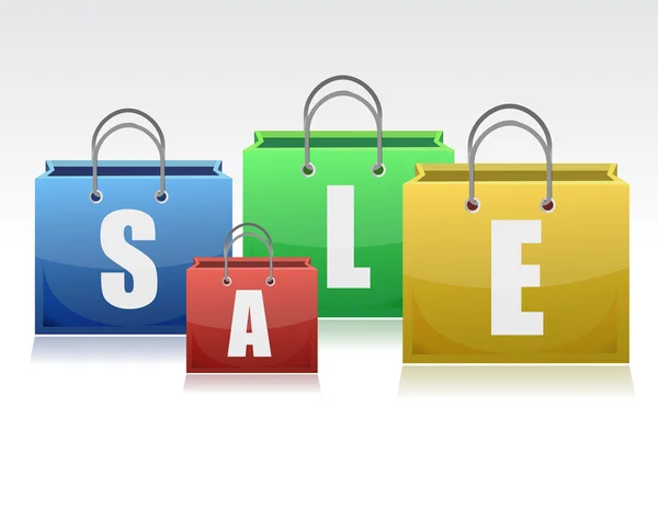 Multi-gekleurde zakken illustratie, in verband met verkoop ontwerp. — Stockfoto