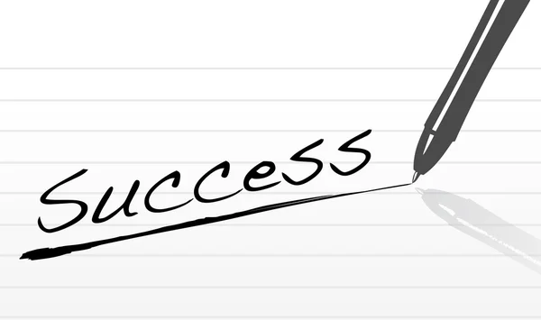 Woord succes over een Kladblok-papier — Stockfoto