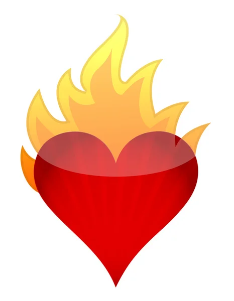 Heart on fire illustration design isolated over a white background — Stock Photo, Image