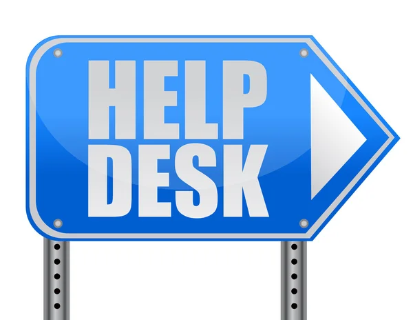 Helping road sign support desk illustration isolated over white — Stock Photo, Image