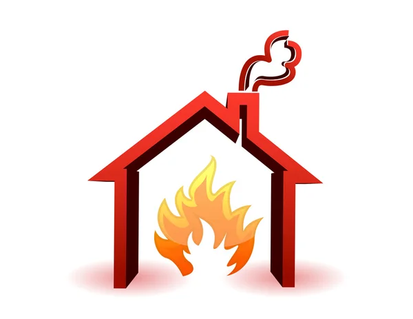 Burning casa illustrazione disegno isolato su uno sfondo bianco — Foto Stock
