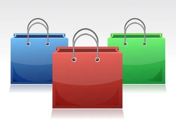Einkaufstaschen Kollektion auf weißem Hintergrund — Stockfoto