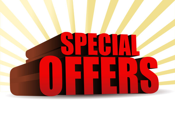 special offers 3d illustration design over yellow rays of light
