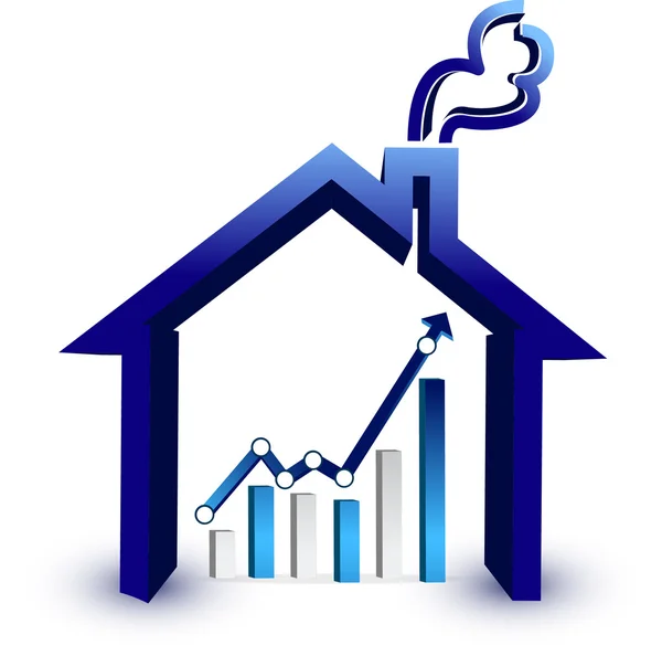 주택 가격 그래프 그림 디자인 흰색 배경 위에 절연 — 스톡 사진