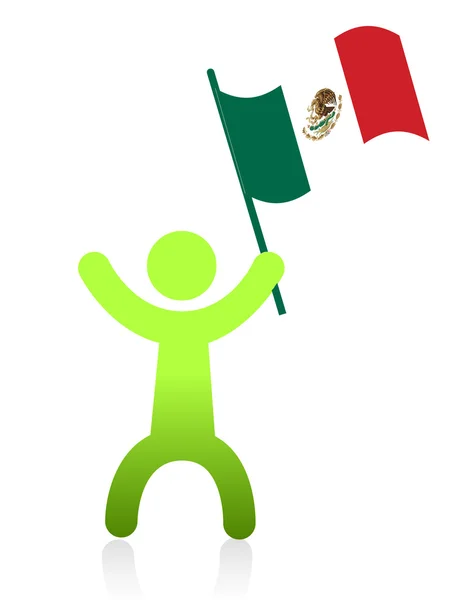 Ícone homem ilustração design acenando uma bandeira mexicana — Fotografia de Stock