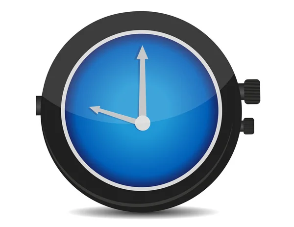 Relógio clássico azul e preto isolado sobre um fundo branco — Fotografia de Stock