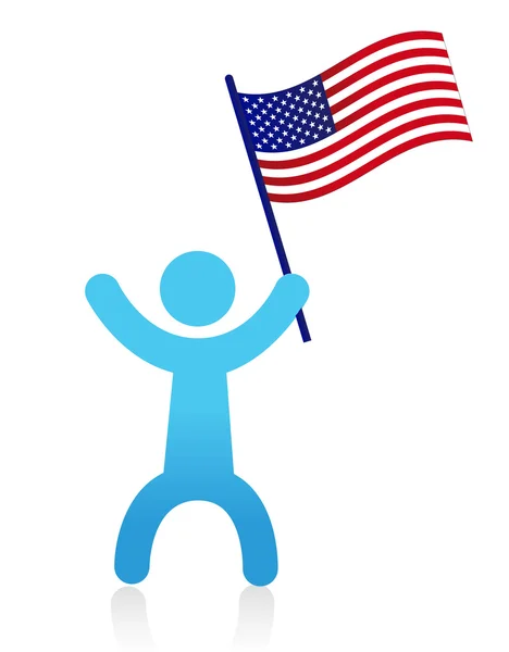 Hombre americano ondeando un diseño de ilustración de bandera de EE.UU. aislado sobre blanco —  Fotos de Stock