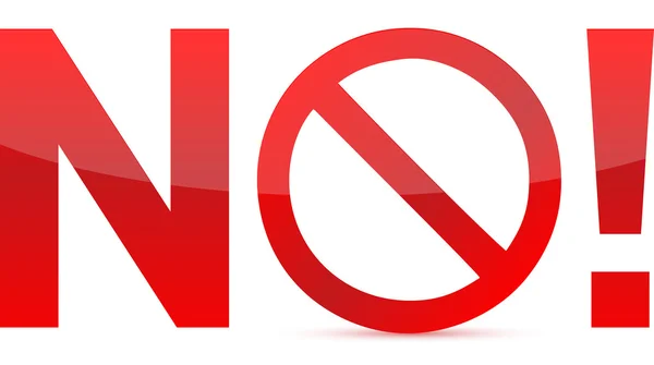 No / Non consentito Disegno di illustrazione segno isolato su uno sfondo bianco — Foto Stock