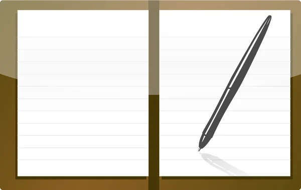 Isolated brown personal agenda with pen illustration isolated over white — Stock Photo, Image