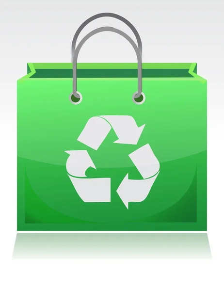Zielony recyklingu torby ilustracja na białym tle — Zdjęcie stockowe