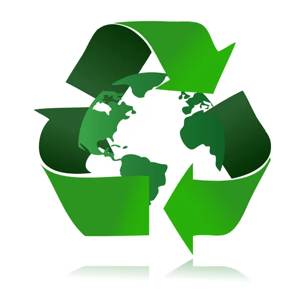 Recyklace logo s země uvnitř — Stock fotografie