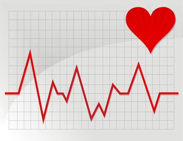 Egy grafikont a szívverés és a szív ábrázoló illusztráció. — Stock Fotó