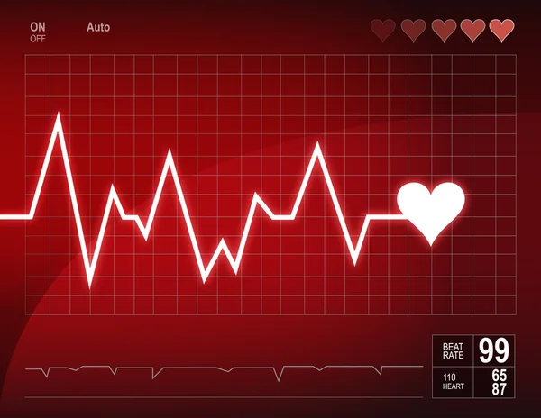 Illustration föreställande en graf från en hjärtrytm och ett hjärta. — Stockfoto