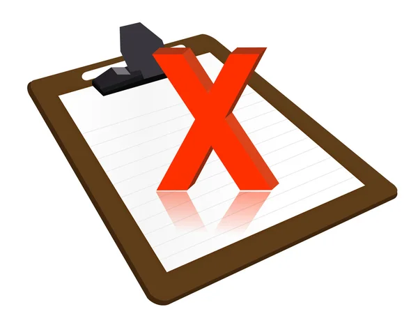 Clipboard with x mark illustration design over a white background — Stock Photo, Image