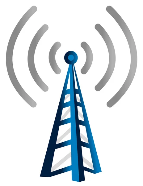 Μπλε ασύρματη τεχνολογία Πύργος απομονωθεί πάνω σε λευκό φόντο — Φωτογραφία Αρχείου