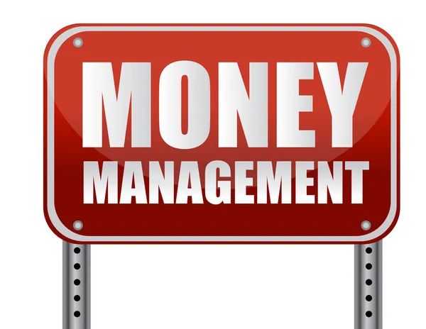 Money management red street sign over a white background. — Stock Photo, Image