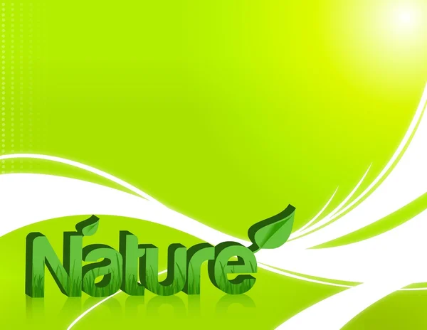 Palabra de la naturaleza en 3d con hierba en el interior y aislado sobre un fondo verde claro —  Fotos de Stock