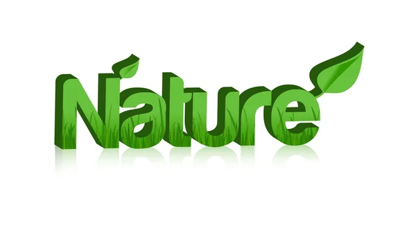Слово природы в 3D с травой внутри и изолированы на белом фоне . — стоковое фото