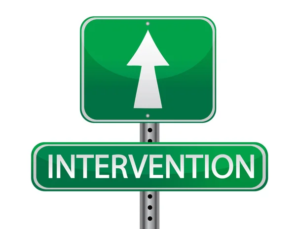Intervention street sign concept illustration isolated over white — Stock Photo, Image