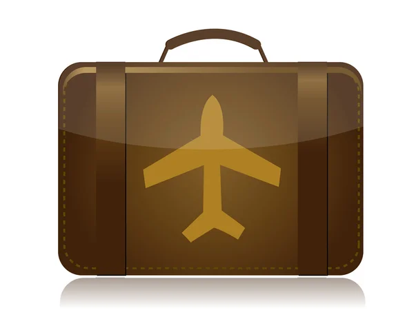 白で分離された飛行機茶色の荷物イラスト デザイン — ストック写真