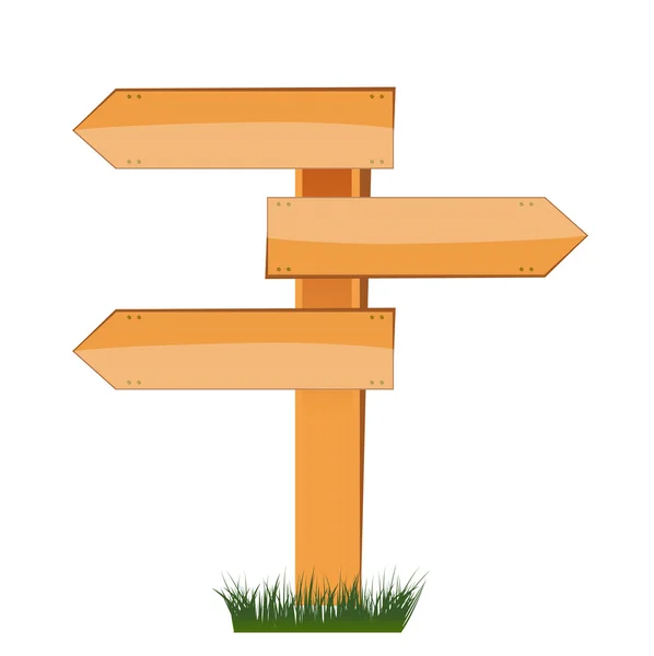 Three empty arrow sign made out of wood on a patch of grass. — Stock Photo, Image