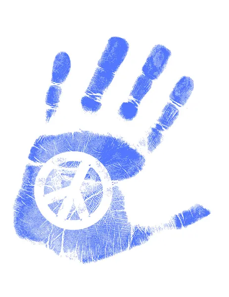 Illustration of a hand-print with a peace symbol available. — Stock Fotó