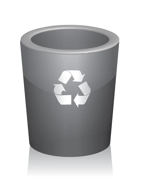 Kuva perinteisestä roskakorista, jossa on kierrätysmuistutus — kuvapankkivalokuva