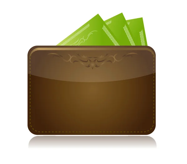 Brązowy skórzany portfel na białym tle nad białym tle — Zdjęcie stockowe