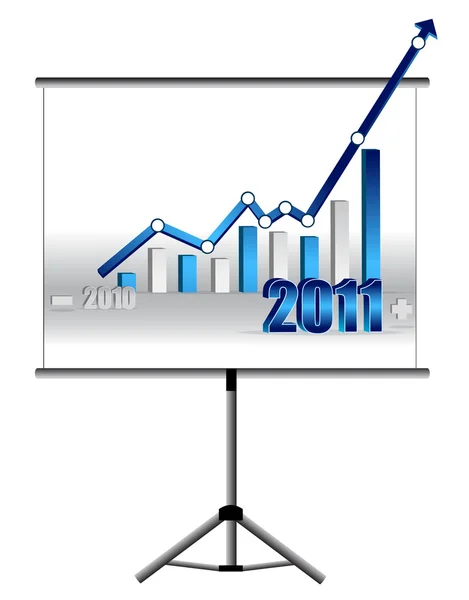 2010-2011 επιτυχία επιχειρήσεων γράφημα παρουσίαση οθόνη πάνω από ένα λευκό έκφραση — Φωτογραφία Αρχείου