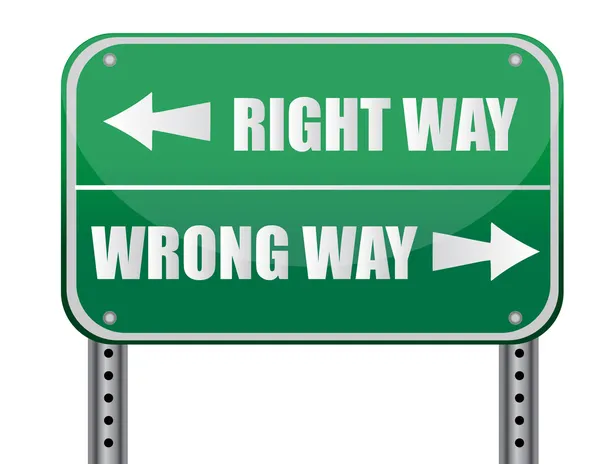 Segnaletica stradale che recita "Right Way, Wrong Way" — Foto Stock