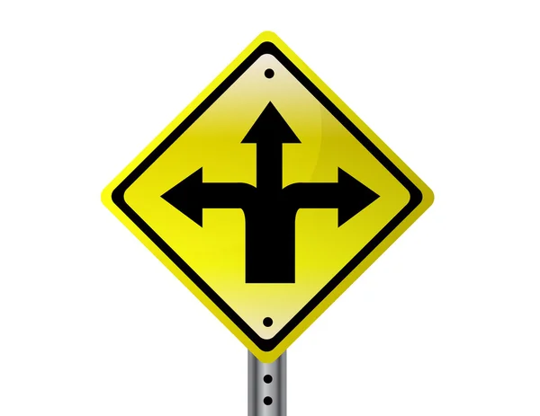 Three way isolated traffic sign file also available. — 图库照片