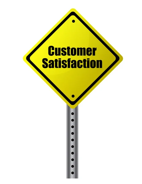 Customer satisfaction posted on a yellow sign file available — Stockfoto