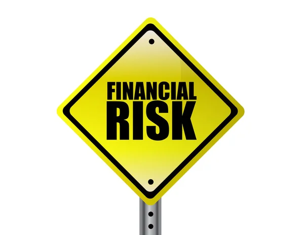 Gul finansiell risk vägskylt koncept över en vit bakgrund — Stockfoto