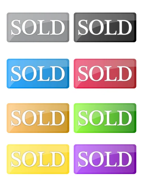 Verschiedene verkaufte Symbole isoliert auf weißem Hintergrund. — Stockfoto