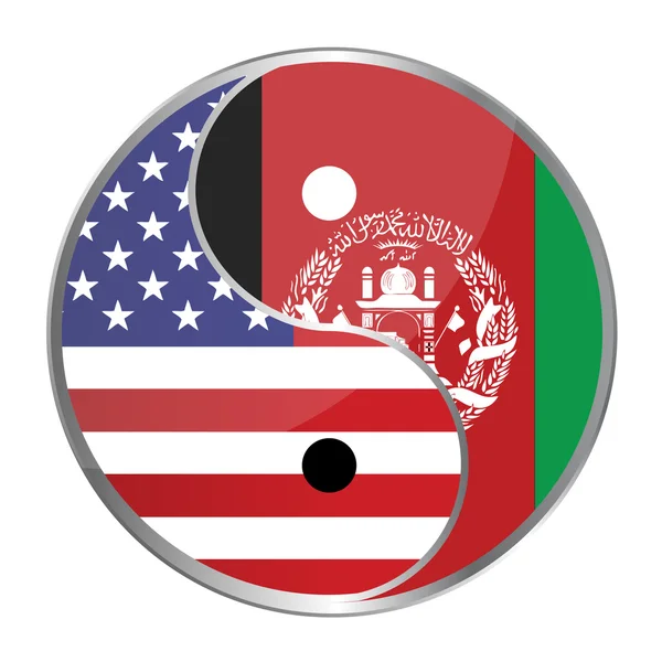 Ying yan símbolo con las banderas de América y Afganistán Archivo Disponible — Foto de Stock