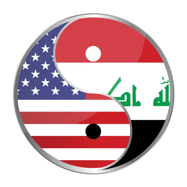 Ying yan símbolo con las banderas estadounidenses e iraquíes Archivo Disponible — Foto de Stock