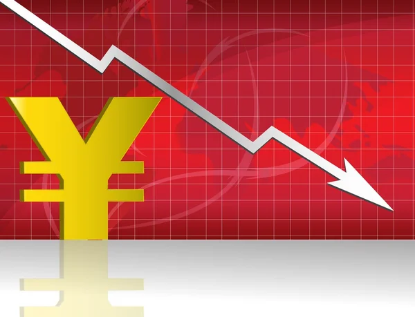 Business worries with Yen losing graph file available — 图库照片