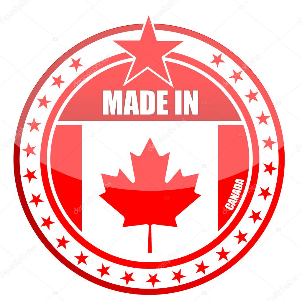 Made in canada stamp isolated over a white background.