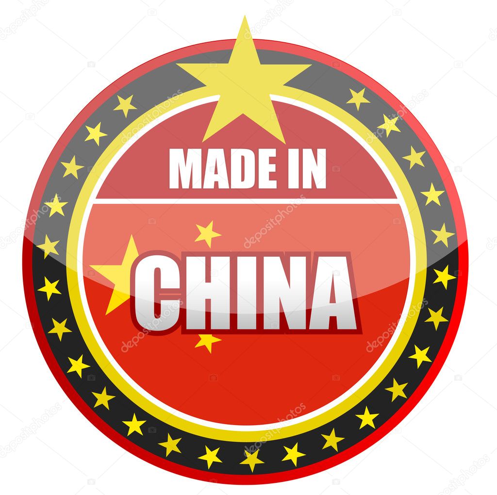 Made in China stamp isolated over a white background.