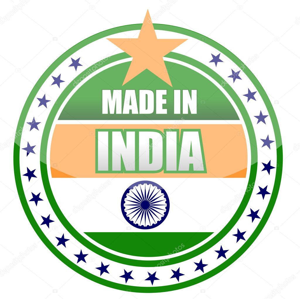 Made in india stamp isolated over a white background.